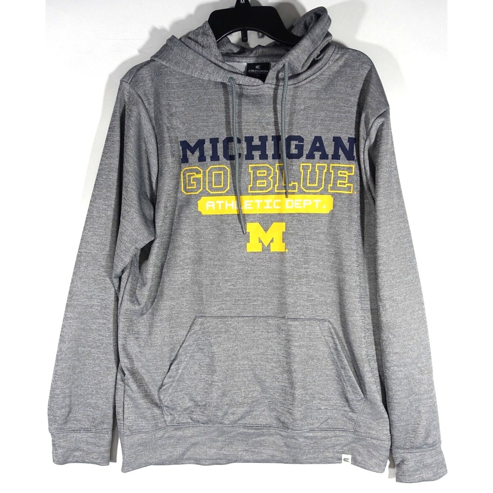 Michigan Wolverines Hayes Pullover Hoodie Men Medium Gray Front Pocket NWT $65